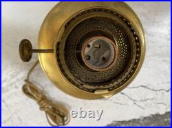 Vtg Aladdin Brass Kerosene Lamp Electrified with Clear Glass Chimney