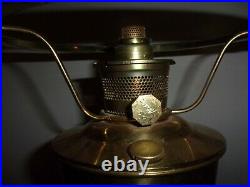 Vtg Aladdin Brass Oil Kerosene Lamp with Shade all pieces marked