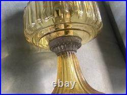 Vtg Aladdin CORINTHIAN AMBER CRYSTAL Oil Lamp WithNu Type Model B Burner