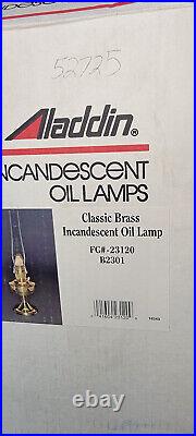 Vtg Aladdin Classic Brass Incandescent Oil Lamp New In Box With Owners Manual