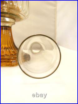 Vtg Aladdin Clear Over Gorgeous Amber Corinthian Oil Lamp Chimney Shade C Burner