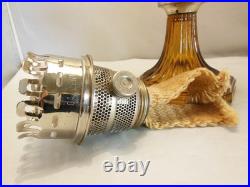 Vtg Aladdin Clear Over Gorgeous Amber Corinthian Oil Lamp Chimney Shade C Burner