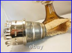 Vtg Aladdin Clear Over Gorgeous Amber Corinthian Oil Lamp Chimney Shade C Burner