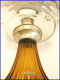 Vtg Aladdin Clear Over Gorgeous Amber Corinthian Oil Lamp Chimney Shade C Burner