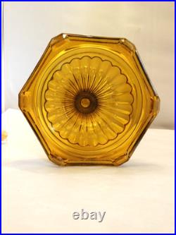 Vtg Aladdin Clear Over Gorgeous Amber Corinthian Oil Lamp Chimney Shade C Burner