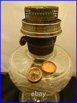 Vtg Aladdin Clear Washington Drape Oil Lamp, B Burner & Aladdin Chimney #q1
