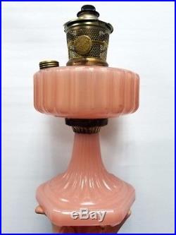 Vtg Aladdin Corinthian Model B Table Lamp Rose Moonstone B-116 1935-36 Pink Old