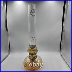 Vtg Aladdin Genie II Oil Lamp Clear Glass Font Shell Design Brass Collar