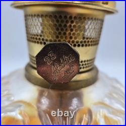 Vtg Aladdin Genie II Oil Lamp Clear Glass Font Shell Design Brass Collar