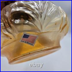 Vtg Aladdin Genie II Oil Lamp Clear Glass Font Shell Design Brass Collar