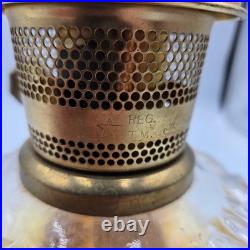 Vtg Aladdin Genie II Oil Lamp Clear Glass Font Shell Design Brass Collar