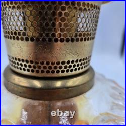 Vtg Aladdin Genie II Oil Lamp Clear Glass Font Shell Design Brass Collar