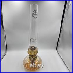 Vtg Aladdin Genie II Oil Lamp Clear Glass Font Shell Design Brass Collar