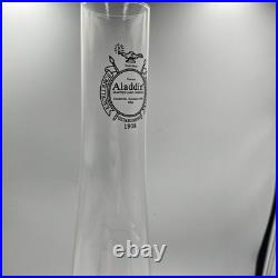 Vtg Aladdin Genie II Oil Lamp Clear Glass Font Shell Design Brass Collar