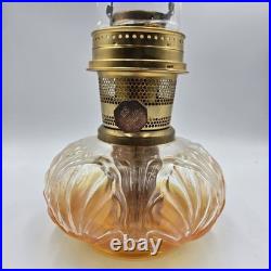 Vtg Aladdin Genie II Oil Lamp Clear Glass Font Shell Design Brass Collar