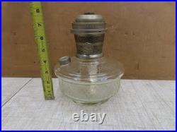 Vtg Aladdin Lamp Clear Glass Fount W Model C Burner Diamond Cross Hatch Pattern