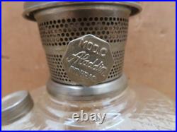 Vtg Aladdin Lamp Clear Glass Fount W Model C Burner Diamond Cross Hatch Pattern