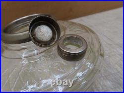 Vtg Aladdin Lamp Clear Glass Fount W Model C Burner Diamond Cross Hatch Pattern