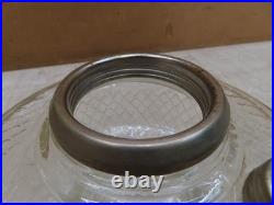 Vtg Aladdin Lamp Clear Glass Fount W Model C Burner Diamond Cross Hatch Pattern