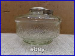 Vtg Aladdin Lamp Clear Glass Fount W Model C Burner Diamond Cross Hatch Pattern