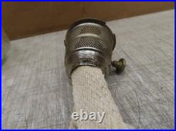 Vtg Aladdin Lamp Clear Glass Fount W Model C Burner Diamond Cross Hatch Pattern