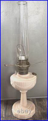 Vtg Aladdin Lincoln Drape Oil Lamp Pink Alacite Glass Nu Type Model B No Shade