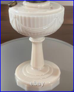 Vtg Aladdin Lincoln Drape Oil Lamp Pink Alacite Glass Nu Type Model B No Shade