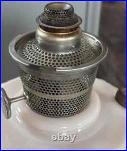 Vtg Aladdin Lincoln Drape Oil Lamp Pink Alacite Glass Nu Type Model B No Shade