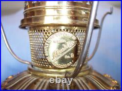 Vtg Aladdin Mantle Co No 8 Electrified Oil Kerosene Brass Lamp White Satin Shade