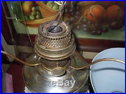 Vtg Aladdin Model 12 Mantle Lamp Co withLox-On Chimney/Emeralite Cased Green Shade