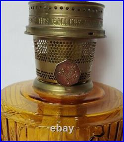 Vtg Aladdin Model 23 Amber Heavy Glass Short Lincoln Drape 12 Oil Lamp (e4)