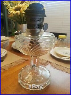 Vtg Aladdin Nu Type Model B Washington Drape Clear Glass Base Kerosene Oil Lamp
