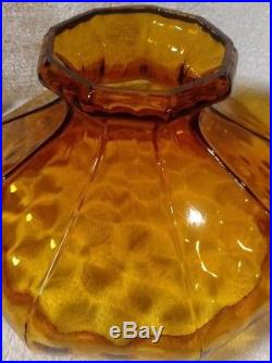 Vtg Aladdin Oil Kerosene Lamp Amber Optic Coin Dot Pattern Glass Shade Globe10