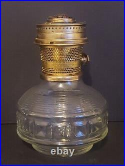 Vtg Aladdin Oil Kerosene Lamp Clear Model 23 Colonial Squares Panel Font Burner