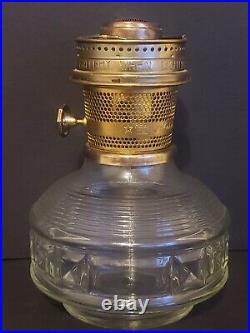 Vtg Aladdin Oil Kerosene Lamp Clear Model 23 Colonial Squares Panel Font Burner
