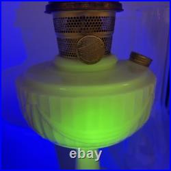 Vtg Aladdin Pink Alacite Uuranium Glass Oil Lamp Model B Tall Lincoln Drape Glow