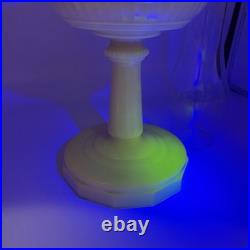 Vtg Aladdin Pink Alacite Uuranium Glass Oil Lamp Model B Tall Lincoln Drape Glow