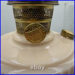 Vtg Aladdin Pink Alacite Uuranium Glass Oil Lamp Model B Tall Lincoln Drape Glow