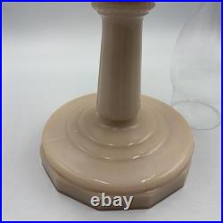 Vtg Aladdin Pink Alacite Uuranium Glass Oil Lamp Model B Tall Lincoln Drape Glow