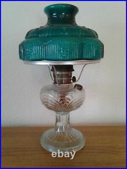 Vtg Aladdin Washington Drape Clear Glass Base Kerosene Oil Lamp