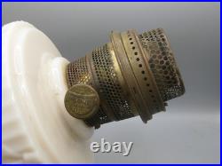 Vtg Aladdin White Alacite Glass Lincoln Tall Drape Oil Lamp withModel B Burner #1