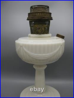 Vtg Aladdin White Alacite Glass Lincoln Tall Drape Oil Lamp withModel B Burner #2 Vtg Aladdin White Alacite Glass Lincoln Tall Drape Oil Lamp withModel B Burner #2