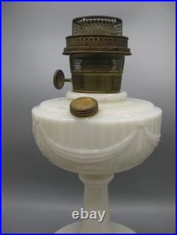 Vtg Aladdin White Alacite Glass Lincoln Tall Drape Oil Lamp withModel B Burner #2 Vtg Aladdin White Alacite Glass Lincoln Tall Drape Oil Lamp withModel B Burner #2