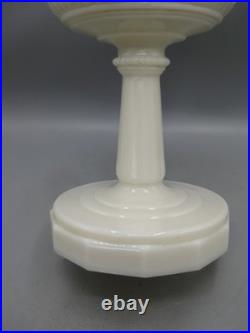Vtg Aladdin White Alacite Glass Lincoln Tall Drape Oil Lamp withModel B Burner #2