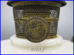 Vtg Aladdin White Alacite Glass Lincoln Tall Drape Oil Lamp withModel B Burner #2