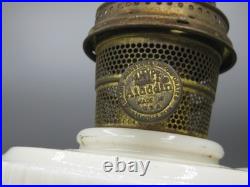 Vtg Aladdin White Alacite Glass Lincoln Tall Drape Oil Lamp withModel B Burner #2