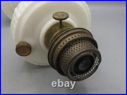 Vtg Aladdin White Alacite Glass Lincoln Tall Drape Oil Lamp withModel B Burner #2