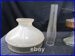 Vtg Aladdin oil Lamp CORINTHIAN, Satin Glass Shade, Model B burner lox-on chim