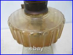 Vtg Aladdin oil Lamp CORINTHIAN, Satin Glass Shade, Model B burner lox-on chim