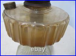 Vtg Aladdin oil Lamp CORINTHIAN, Satin Glass Shade, Model B burner lox-on chim